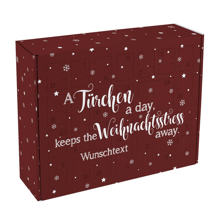 Adventskalender zum Befüllen | Personalisierter Weihnachtskalender mit lustigem Spruch, Wunschtext und 24 Fächern für kleine Geschenke