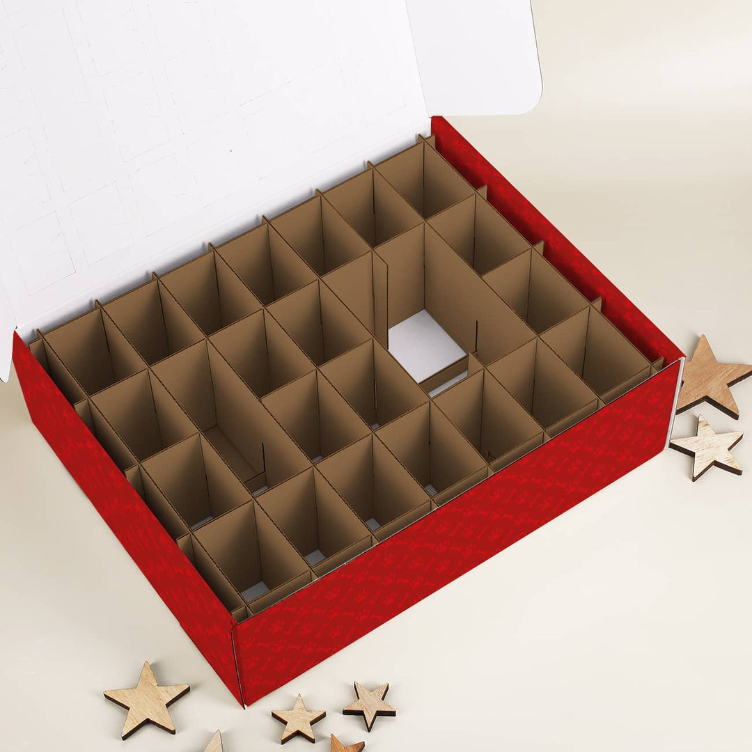 Adventskalender für Hunde | Personalisiert mit eigenem Foto und Wunschtext, 24 Fächern zum Befüllen mit Leckerlis und Geschenken