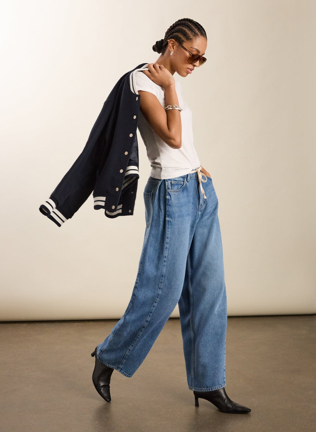 Damen Jeans | Wide Leg Jeans aus TENCEL Lyocell mit Bindeband und entspannter Passform