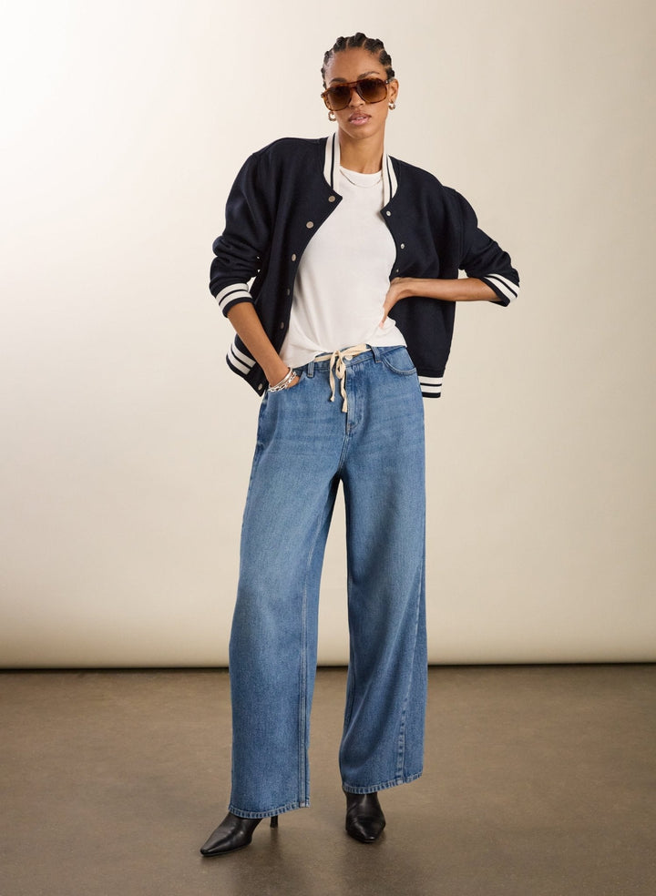Damen Jeans | Wide Leg Jeans aus TENCEL Lyocell mit Bindeband und entspannter Passform