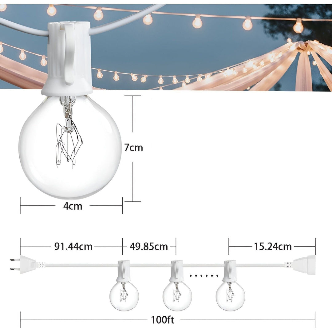 Lichterkette außen mit Globus-Lampen 15 m / 30 m | Warmweißes Licht mit 220 V für Garten, Terrasse, Hochzeit und Party