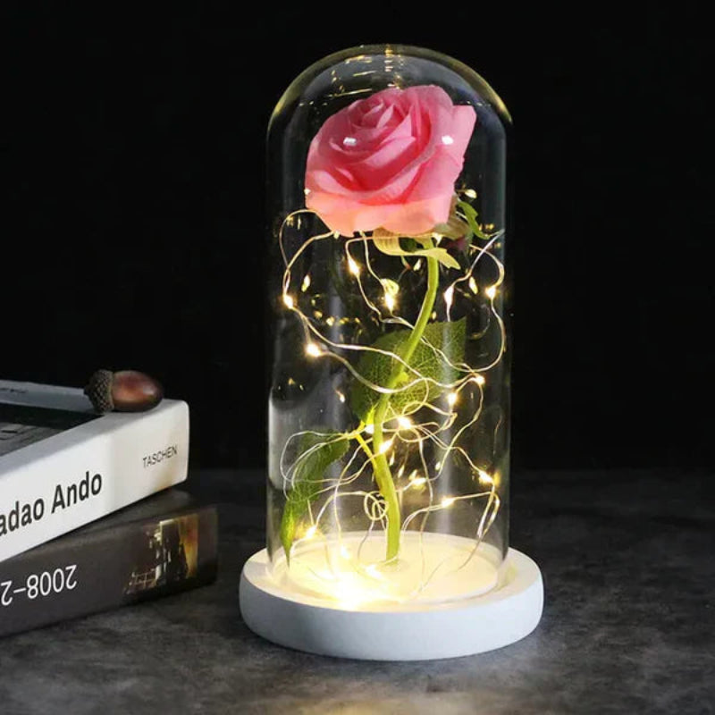 Lampada Rosa Galassia per sempre | Rosa eterna in cupola di vetro | Lampada decorativa a LED | Simbolo di amore e bellezza senza tempo