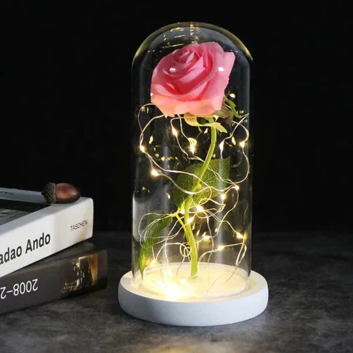 Lampada Rosa Galassia per sempre | Rosa eterna in cupola di vetro | Lampada decorativa a LED | Simbolo di amore e bellezza senza tempo