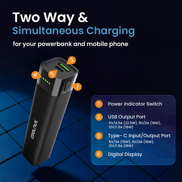 Mini-Powerbank 5000 mAh – Coolnut 18-W-Schnelllade-Powerbank für unterwegs