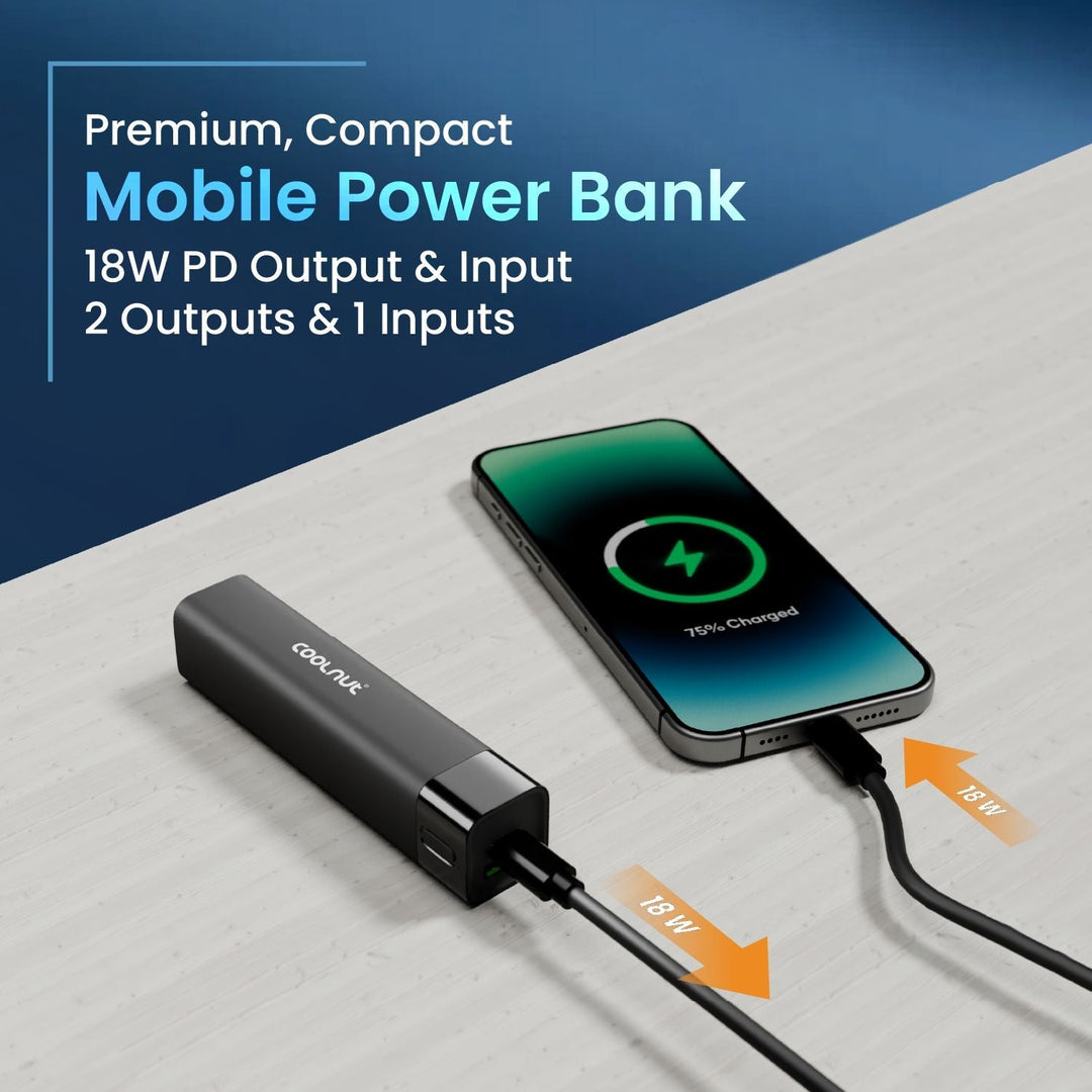 Mini-Powerbank 5000 mAh – Coolnut 18-W-Schnelllade-Powerbank für unterwegs