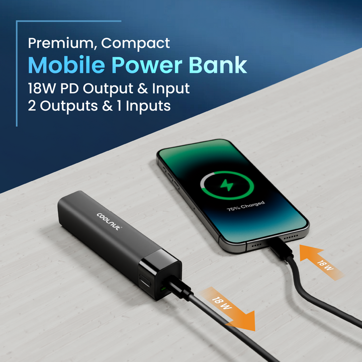 Mini-Powerbank 5000 mAh – Coolnut 18-W-Schnelllade-Powerbank für unterwegs