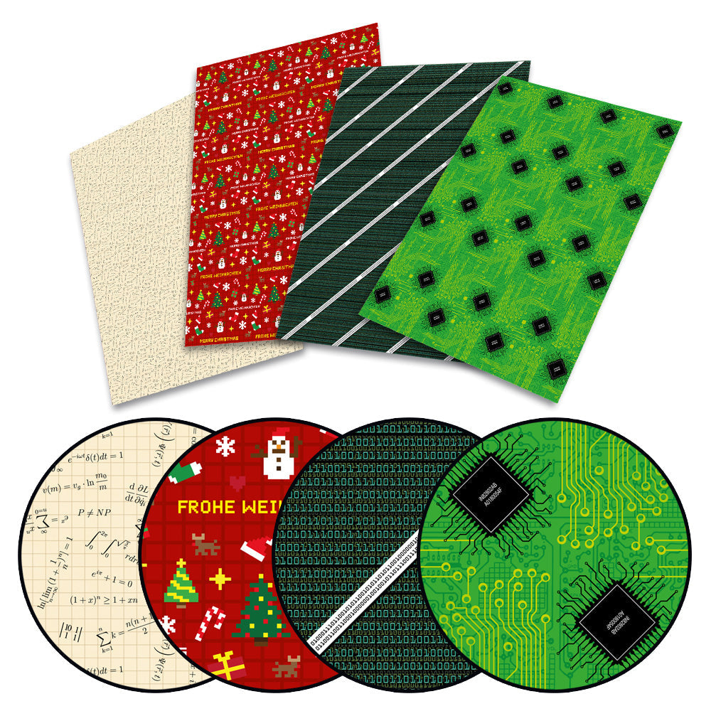 Geschenkpapier mit Technikmotiven | Reißfestes Geschenkpapier mit Leiterplatten, Mathematik und Binärcode | Bögen 70 x 100 cm