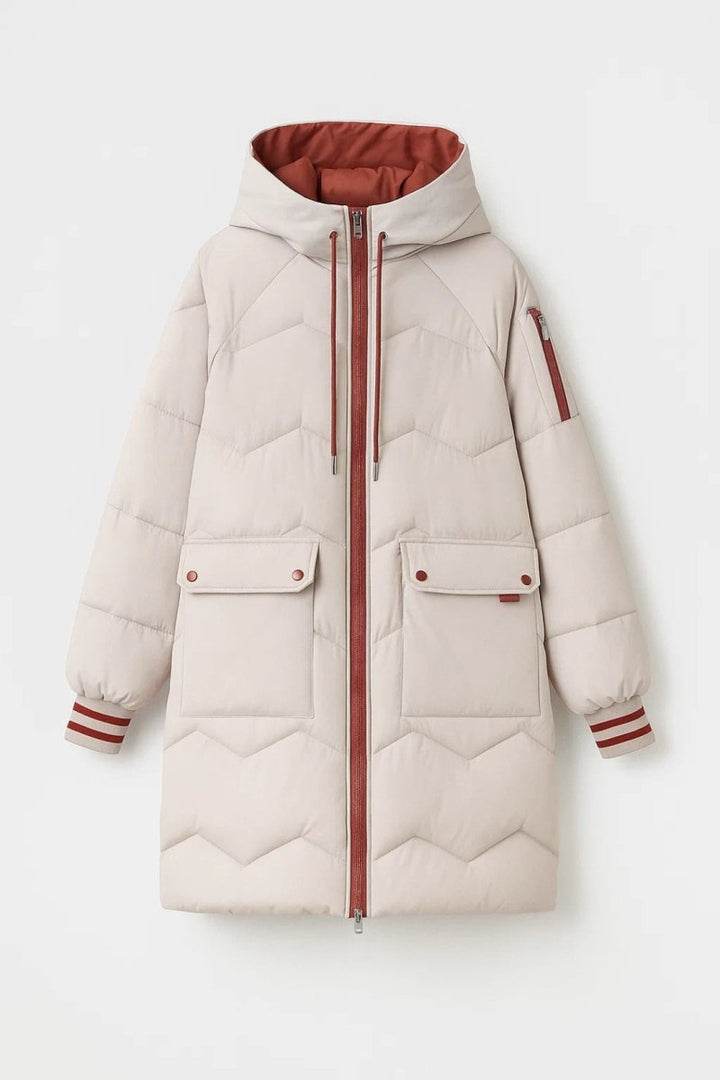 Damen Pufferjacke | Langer Wintermantel mit wärmender Steppung, leichtem Tragegefühl und sportlichem Schnitt für Alltag und Freizeit