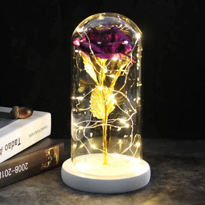 Lampada Rosa Galassia per sempre | Rosa eterna in cupola di vetro | Lampada decorativa a LED | Simbolo di amore e bellezza senza tempo