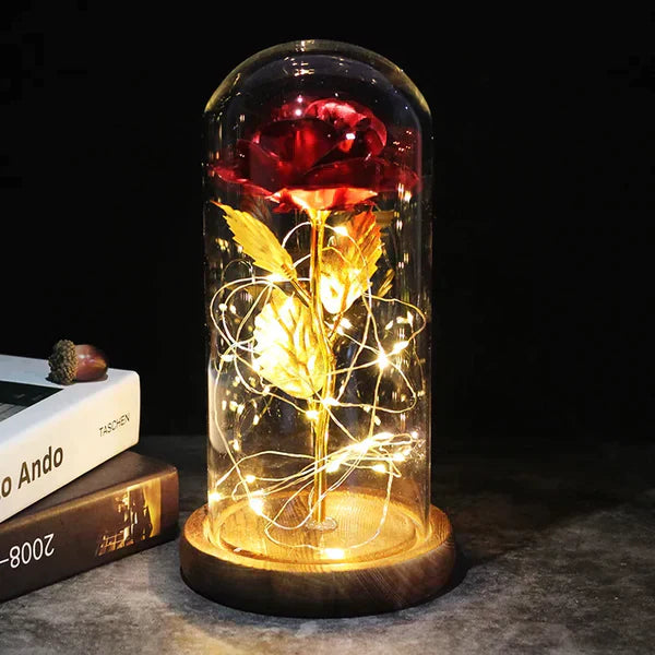 Lampada spirituale Ametista | Lampada rosa eterna in cupola di vetro | Decorazione a LED cristallo | Simbolo di amore ed energia