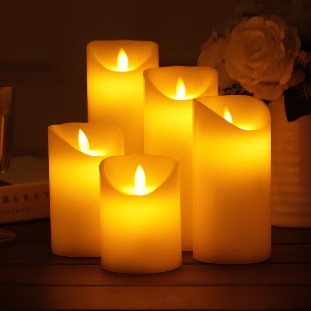 LED Kerzen flammenlos mit Flackereffekt | 5,5–20 cm batteriebetrieben | Verschiedene Designs für Wohnraum und Dekoration