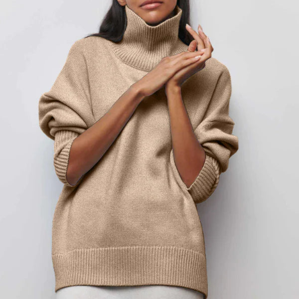 Olive | Maglione a collo alto lavorato a maglia con tessuto morbido