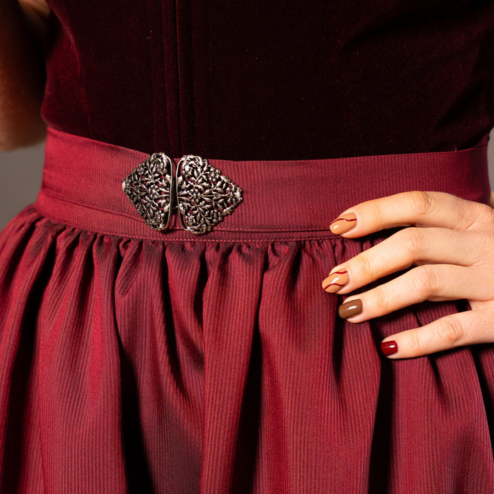 Damen Dirndl | Midi Trachtenkleid mit Samtmieder, Reißverschluss und 70 cm Rocklänge