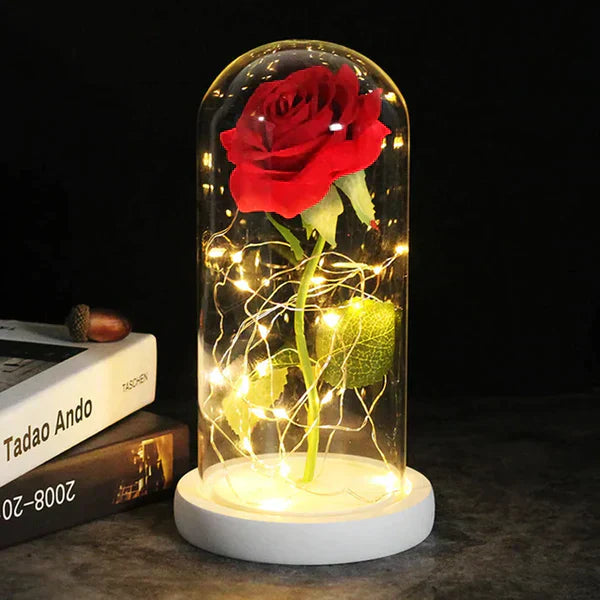 Lampada spirituale Ametista | Lampada rosa eterna in cupola di vetro | Decorazione a LED cristallo | Simbolo di amore ed energia