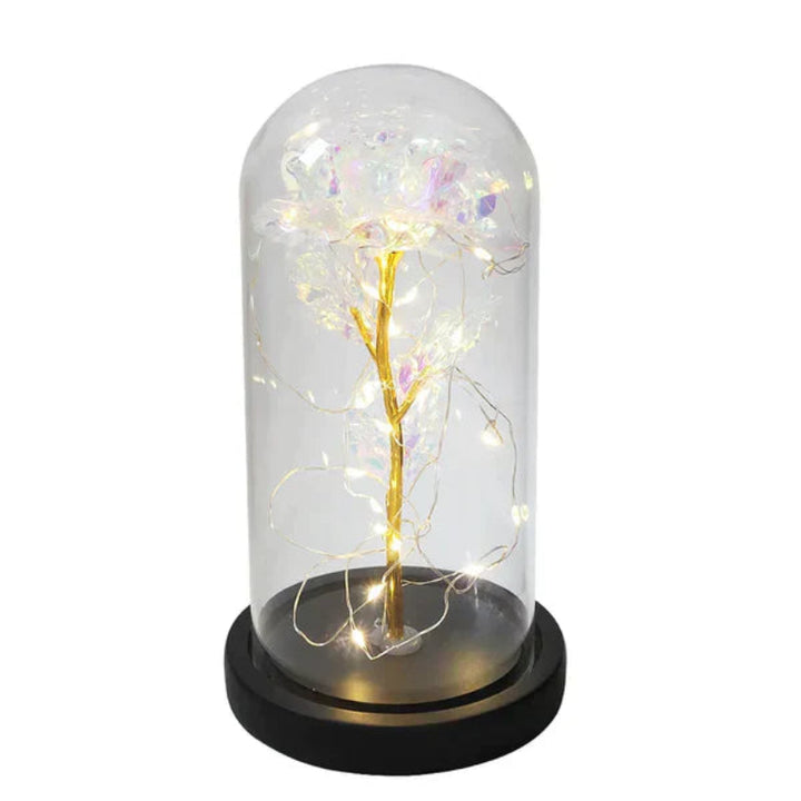 Lampada Rosa Galassia per sempre | Rosa eterna in cupola di vetro | Lampada decorativa a LED | Simbolo di amore e bellezza senza tempo