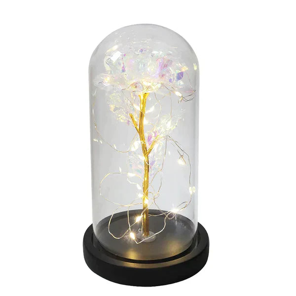 Lampada spirituale Ametista | Lampada rosa eterna in cupola di vetro | Decorazione a LED cristallo | Simbolo di amore ed energia