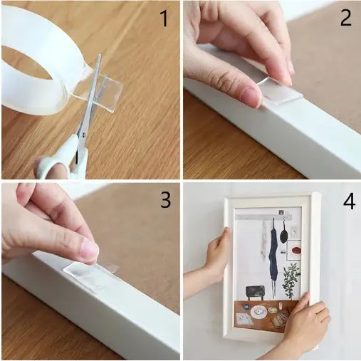 Obojstranná magická lepiaca páska transparentná | super silné priľnutie a opakovane použiteľná | 3 cm × 3 m, bez zvyškov, do interiéru aj exteriéru