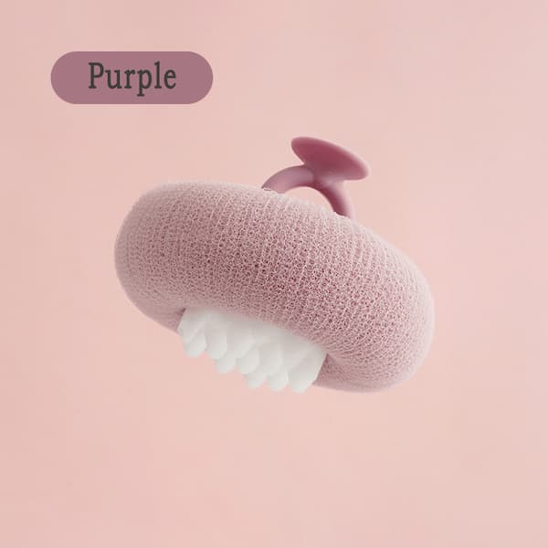 GlowVive Peelingbürste für Dusche – ultra-feine Fasern &amp; Massage-Noppen | Ringgriff + Saugnapf zum Trocknen | 1+1 Set