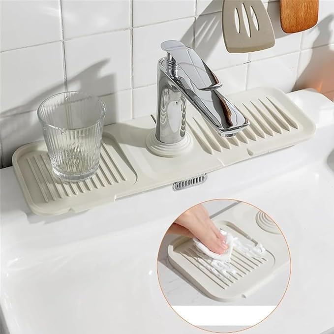 Silikon Spritzschutz für Wasserhahn mit Ablaufkanal – AquaGuardX | Zuschneidbar, rutschfest | Hält Arbeitsplatte trocken
