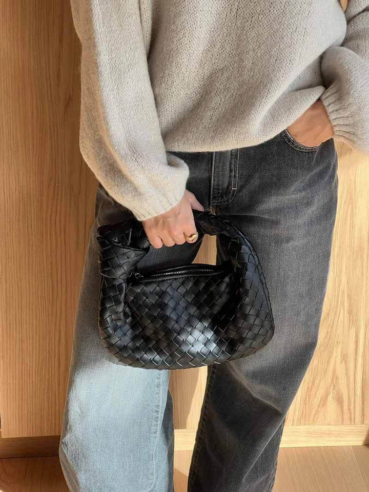 Damen Umhängetasche | Geflochtenes Design | Veganes Leder &amp; Silberdetails | MiniGewebe