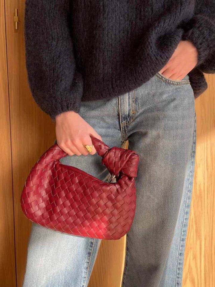 Damen Umhängetasche | Geflochtenes Design | Veganes Leder &amp; Silberdetails | MiniGewebe