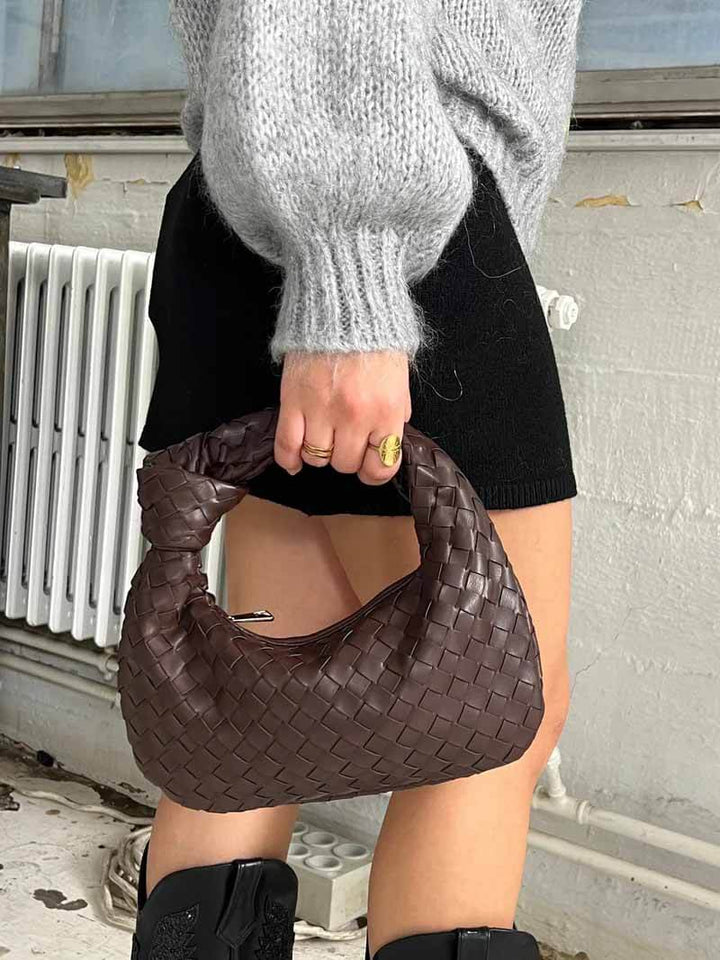 Damen Umhängetasche | Geflochtenes Design | Veganes Leder &amp; Silberdetails | MiniGewebe
