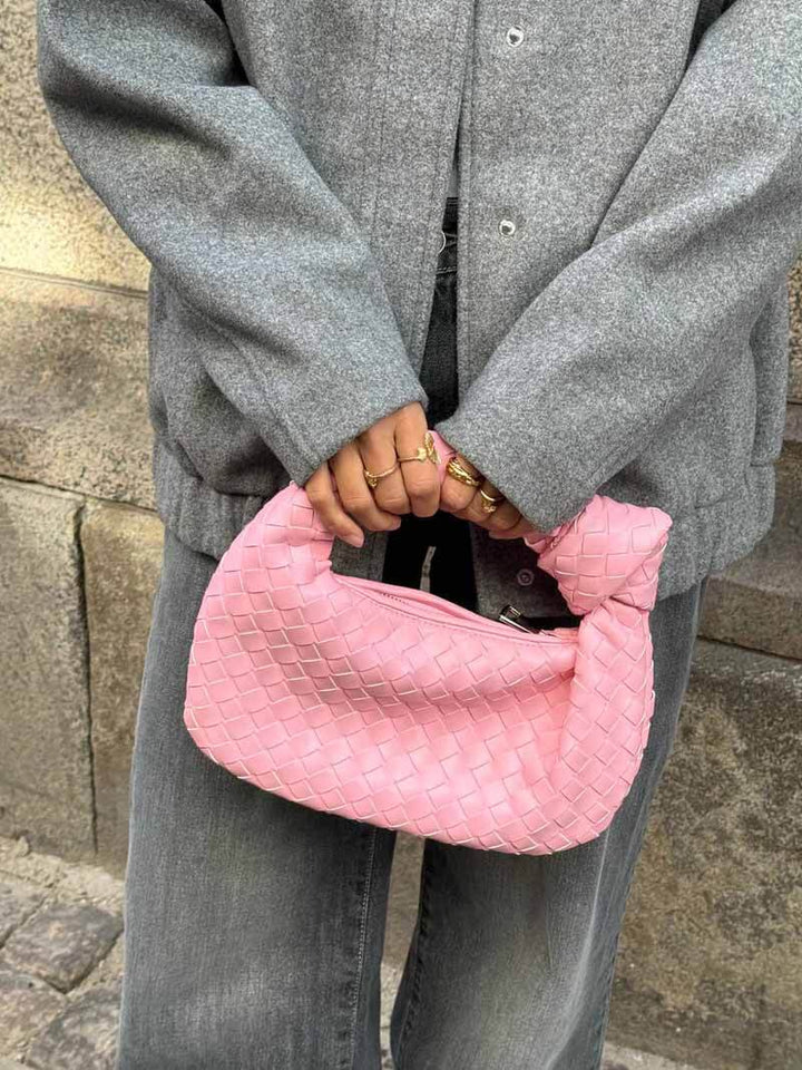 Damen Umhängetasche | Geflochtenes Design | Veganes Leder &amp; Silberdetails | MiniGewebe