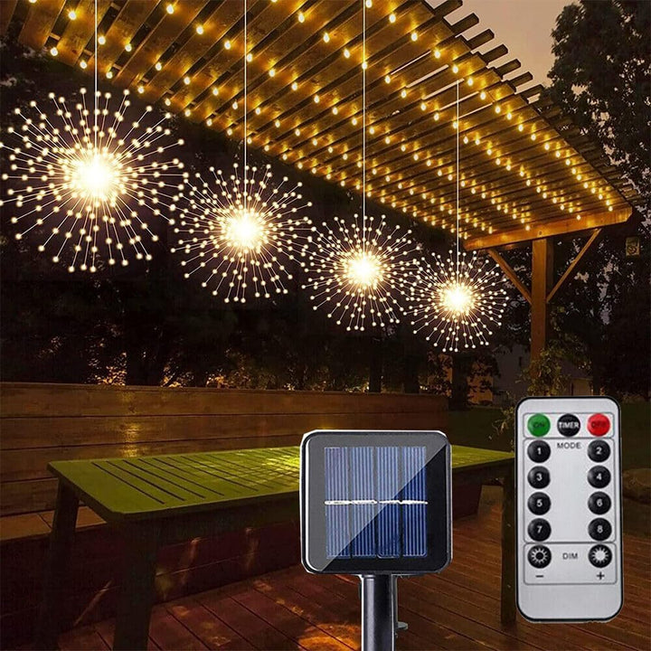 Catena luminosa solare per esterni IP65 | 8 modalità e 4 livelli di luminosità con telecomando | Sensore luce con accensione automatica | Set da 4 + 4 omaggio