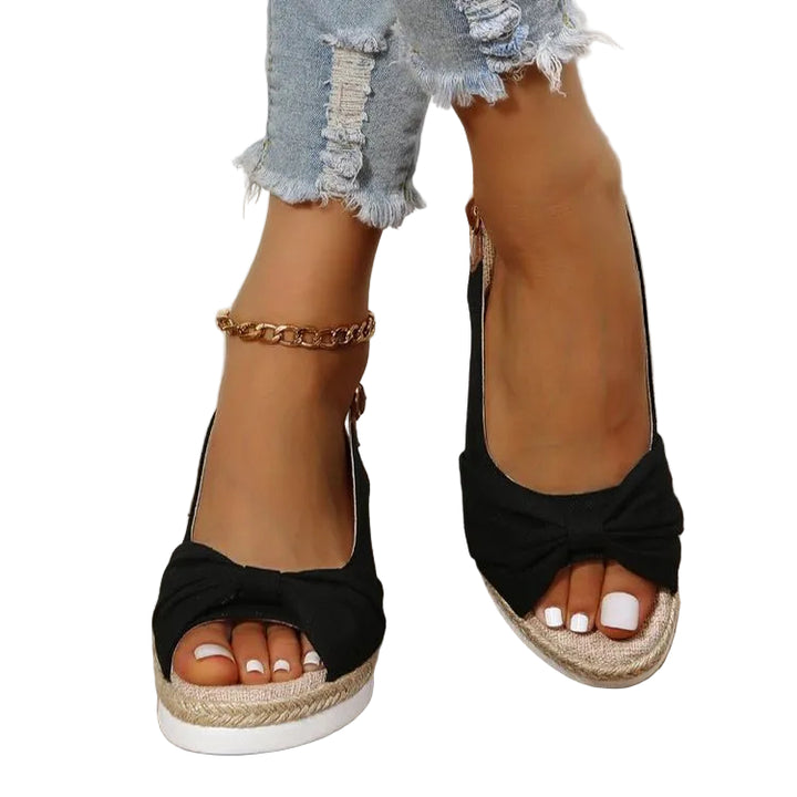 Damen Plateau-Sandalen mit 6 cm Absatz | Bequeme Sandalen mit Fußgewölbe-Unterstützung | Rutschfeste Sommersandalen