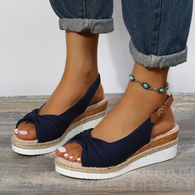 Damen Plateau-Sandalen mit 6 cm Absatz | Bequeme Sandalen mit Fußgewölbe-Unterstützung | Rutschfeste Sommersandalen