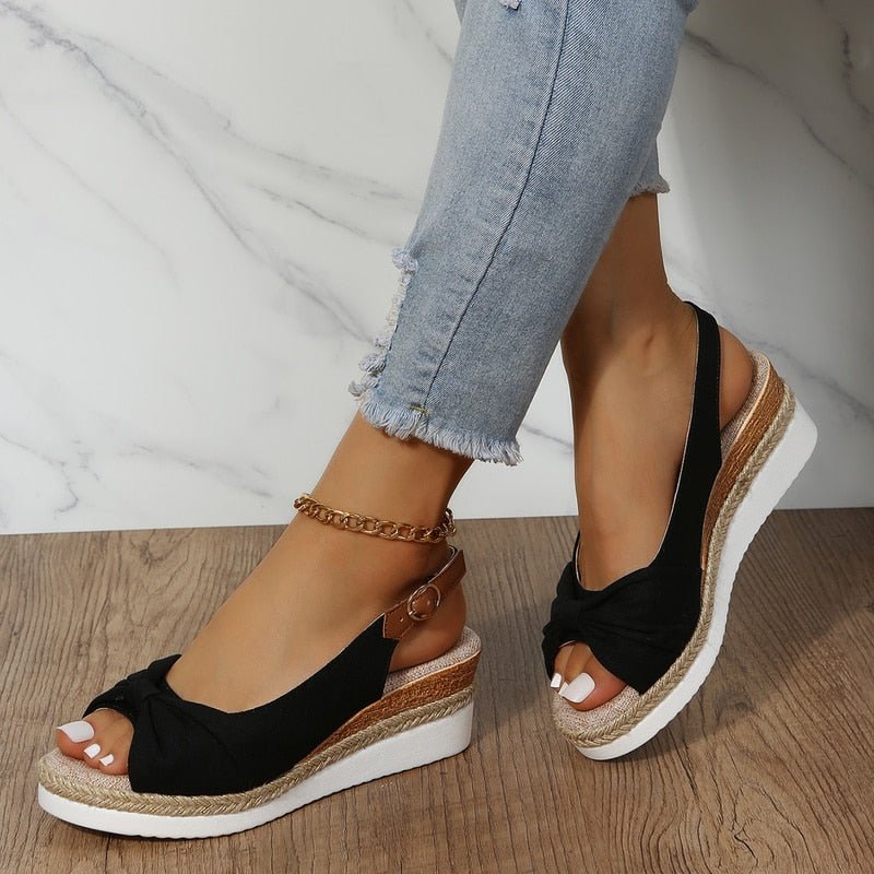 Damen Plateau-Sandalen mit 6 cm Absatz | Bequeme Sandalen mit Fußgewölbe-Unterstützung | Rutschfeste Sommersandalen