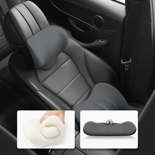 Auto Nackenkissen &amp; Lendenkissen Set | Ergonomisches Memory-Schaum Kopfstützenkissen mit verstellbarem Gurt