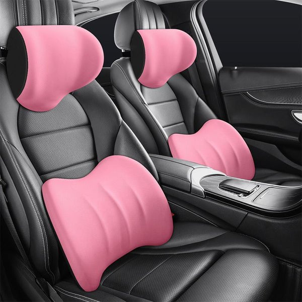 Auto Nackenkissen &amp; Lendenkissen Set | Ergonomisches Memory-Schaum Kopfstützenkissen mit verstellbarem Gurt
