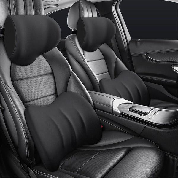 Auto Nackenkissen &amp; Lendenkissen Set | Ergonomisches Memory-Schaum Kopfstützenkissen mit verstellbarem Gurt