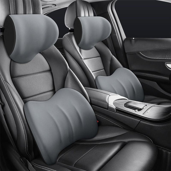 Auto Nackenkissen &amp; Lendenkissen Set | Ergonomisches Memory-Schaum Kopfstützenkissen mit verstellbarem Gurt
