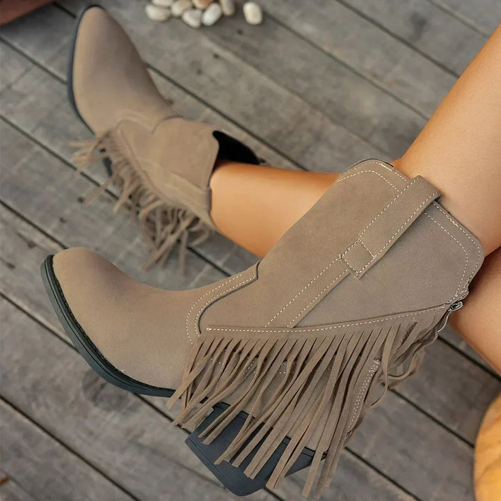 Cowboystiefel für Damen im Western-Stil | Klassische Westernstiefel, robuster Absatz, hoher Schaft und dezente Ziernähte
