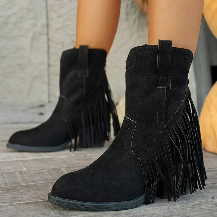 Cowboystiefel für Damen im Western-Stil | Klassische Westernstiefel, robuster Absatz, hoher Schaft und dezente Ziernähte