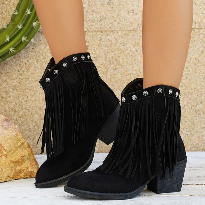 Cowboystiefel für Damen im Western-Stil | Klassische Westernstiefel, robuster Absatz, hoher Schaft und dezente Ziernähte