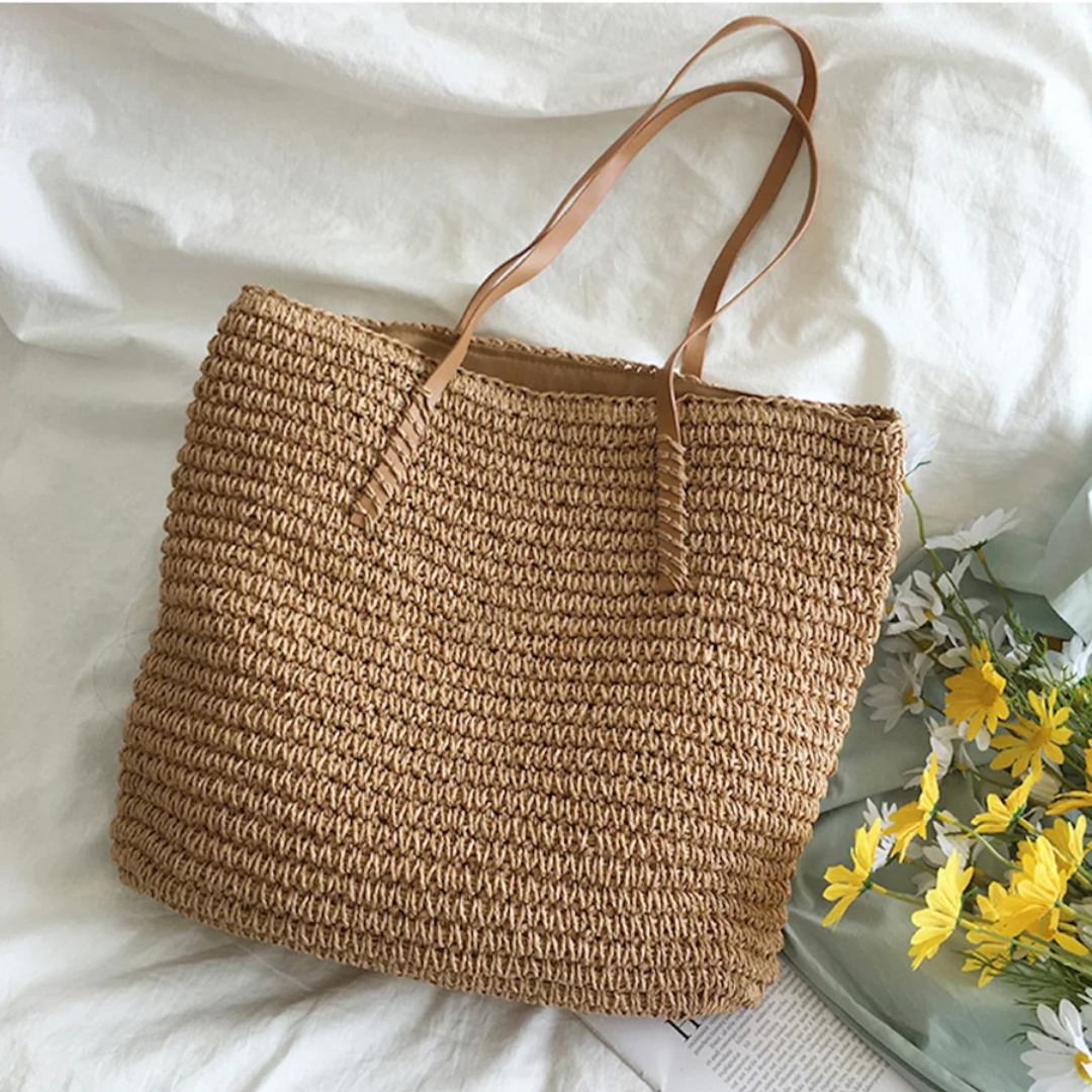 Handtasche | Geflochtene Handtasche mit Schulterriemen für Alltag und Freizeit