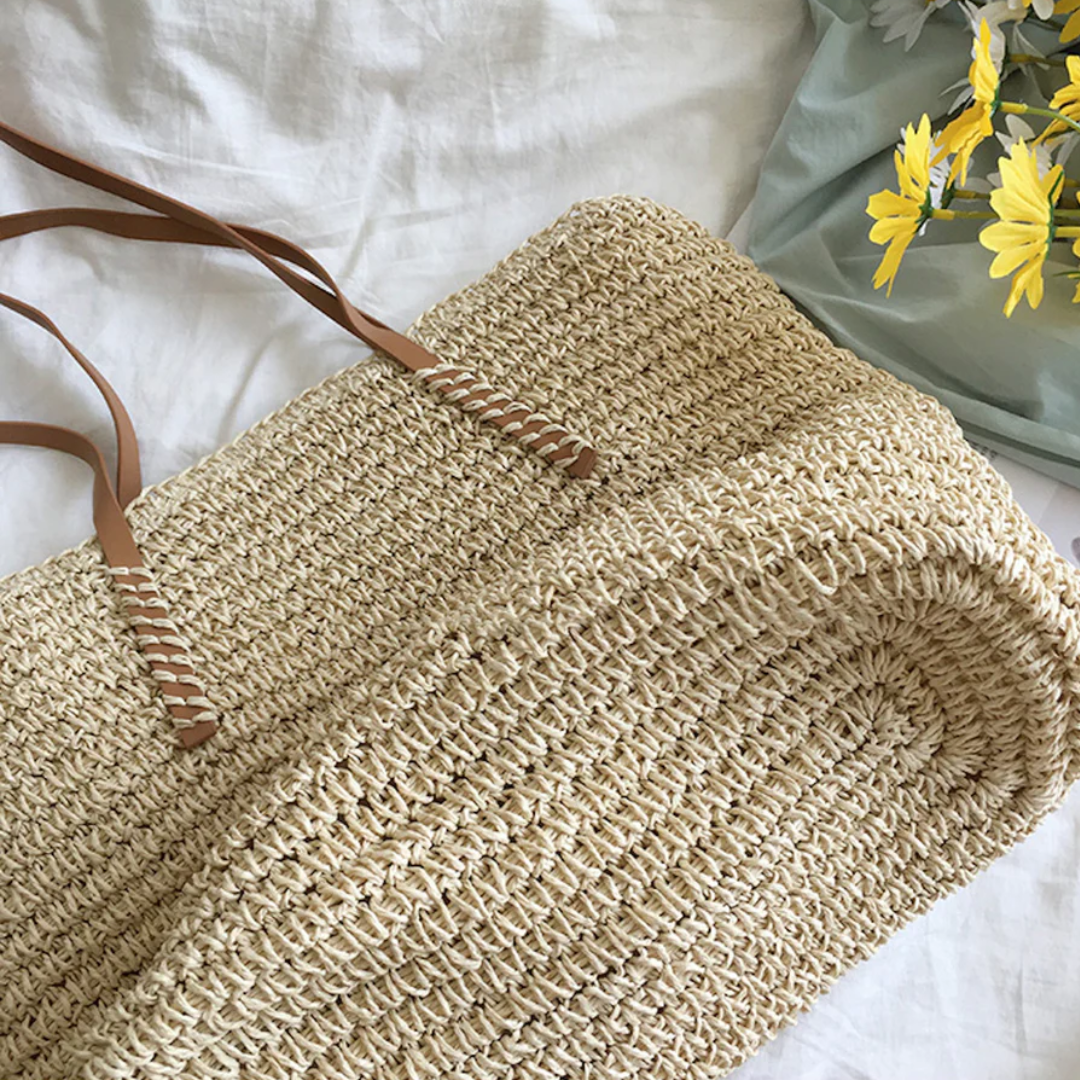Handtasche | Geflochtene Handtasche mit Schulterriemen für Alltag und Freizeit