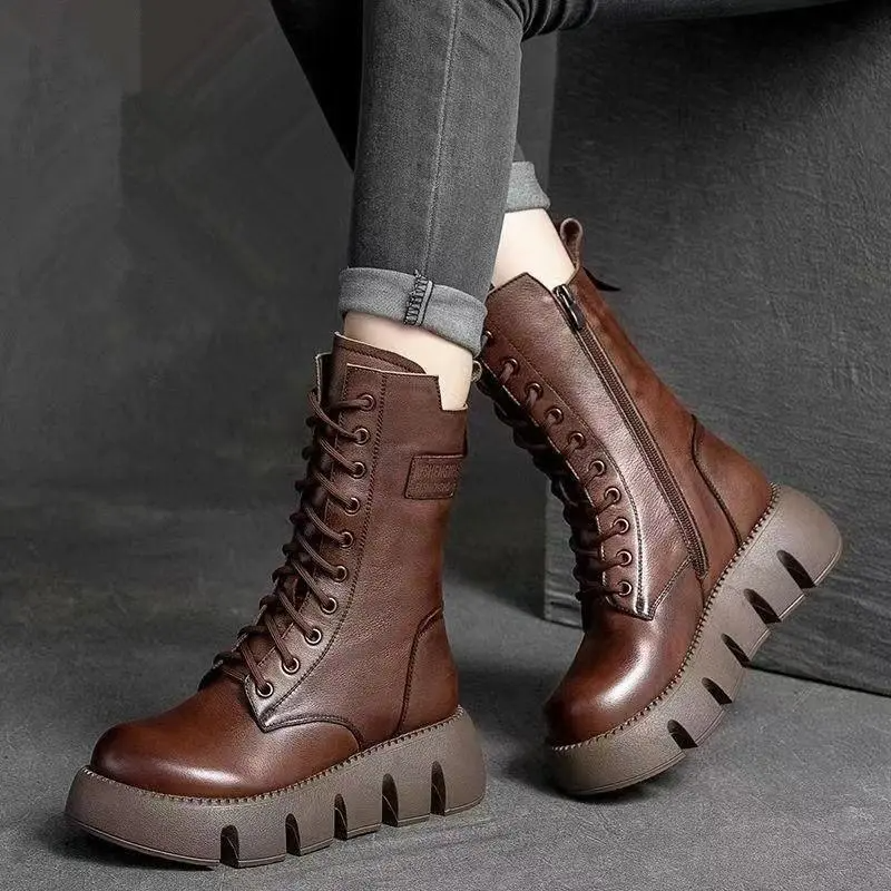 Orthopädische Damenstiefel aus Leder | Fußunterstützende Komfort-Stiefeletten mit Rutschfester Sohle | Bequem für Alltag &amp; Freizeit