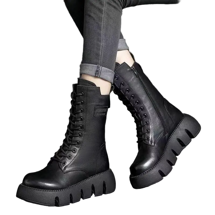 Orthopädische Damenstiefel aus Leder | Fußunterstützende Komfort-Stiefeletten mit Rutschfester Sohle | Bequem für Alltag &amp; Freizeit