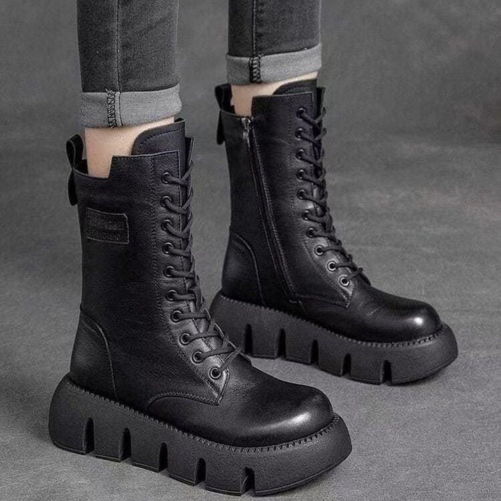 Orthopädische Damenstiefel aus Leder | Fußunterstützende Komfort-Stiefeletten mit Rutschfester Sohle | Bequem für Alltag &amp; Freizeit