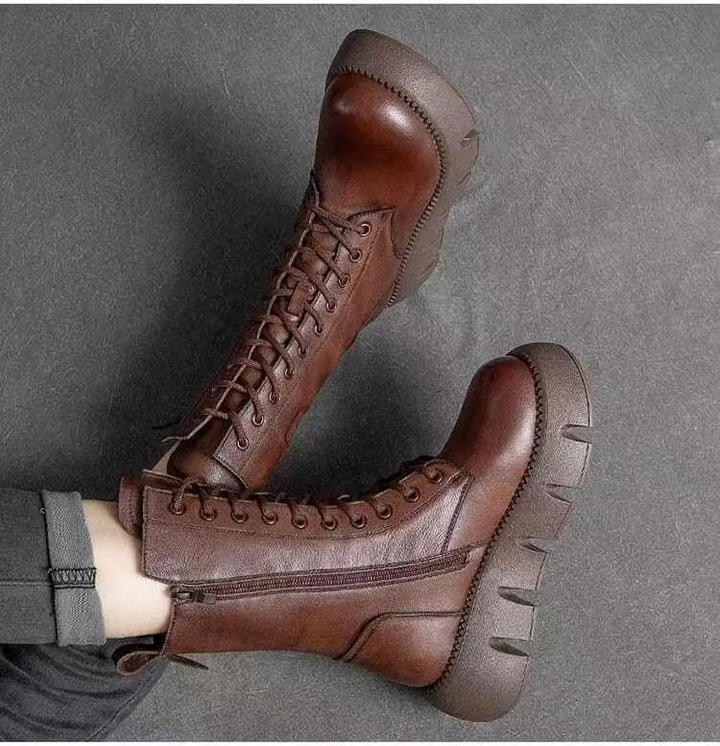 Orthopädische Damenstiefel aus Leder | Fußunterstützende Komfort-Stiefeletten mit Rutschfester Sohle | Bequem für Alltag &amp; Freizeit