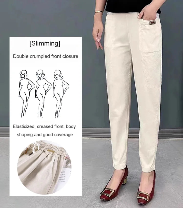 Pantalon de loisirs élastique pour femmes en coton | Confortable &amp; stylé pour tous les jours | Taille stretch, facile à assortir