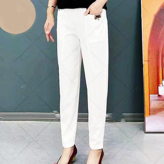 Pantalon de loisirs élastique pour femmes en coton | Confortable &amp; stylé pour tous les jours | Taille stretch, facile à assortir