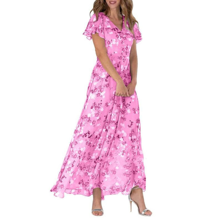 Damen Maxi-Kleid Sommer | Formell &amp; florales Design | Figurschmeichelnd, leicht &amp; luftig für Hochzeiten &amp; Events