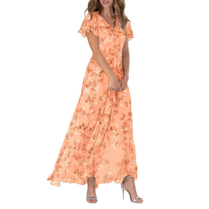 Damen Maxi-Kleid Sommer | Formell &amp; florales Design | Figurschmeichelnd, leicht &amp; luftig für Hochzeiten &amp; Events