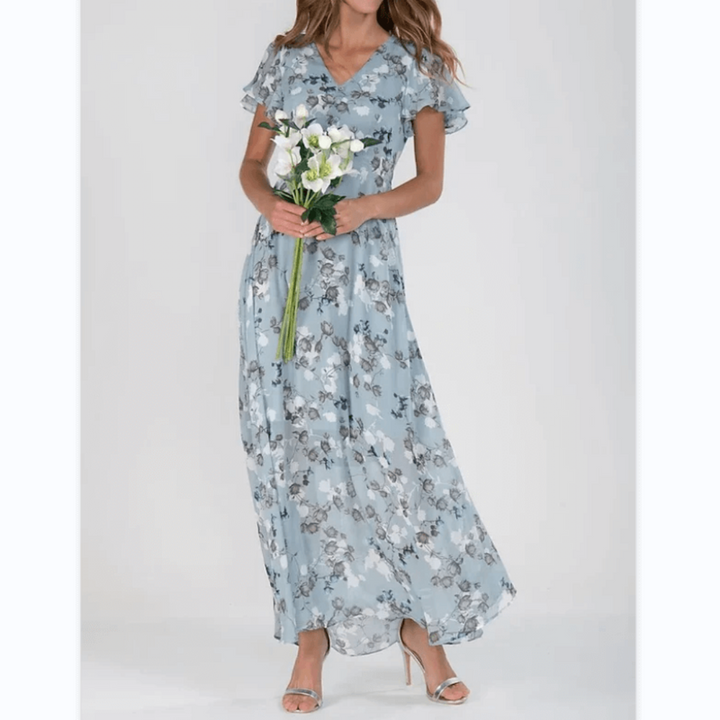 Damen Maxi-Kleid Sommer | Formell &amp; florales Design | Figurschmeichelnd, leicht &amp; luftig für Hochzeiten &amp; Events