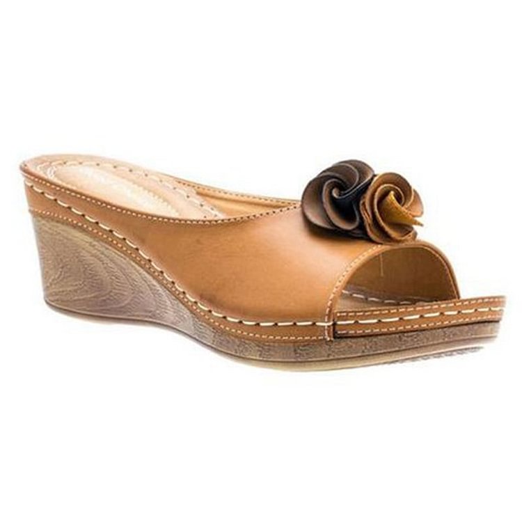Damen Sandalen | Orthopädisches Fußbett mit Keilabsatz | Bequeme Sommerschuhe für ganztägigen Komfort